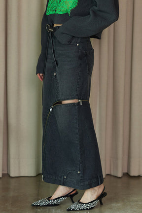 【SALE】Curved Denim Skirt