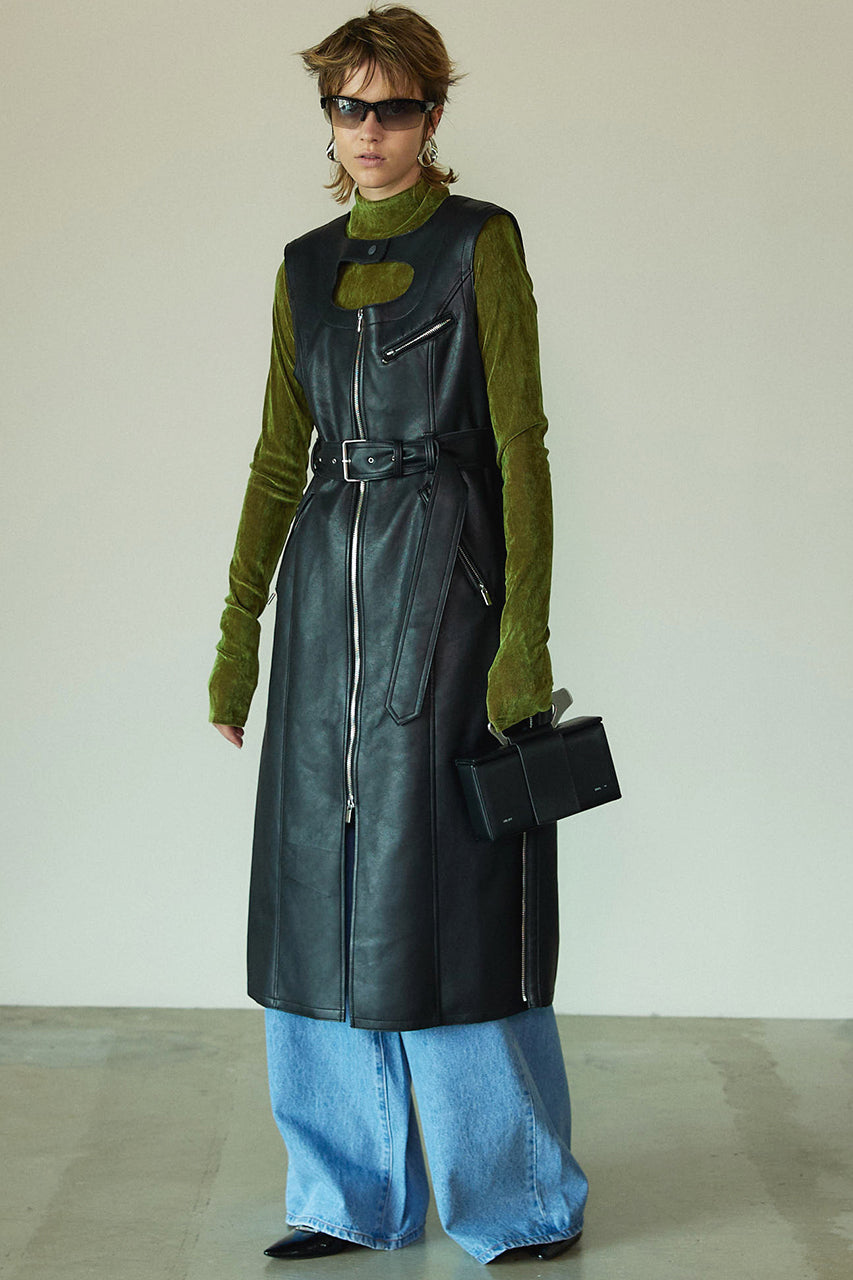 【23AUTUMN先行予約商品】Cut-out Eco Leather Dress