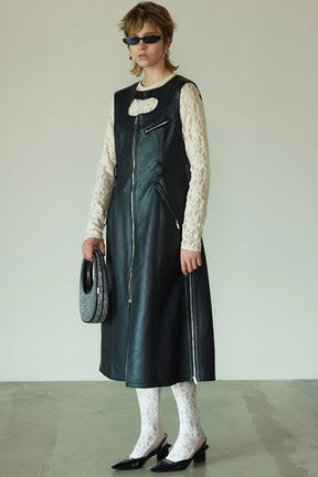 【SALE】Cut-out Eco Leather Dress