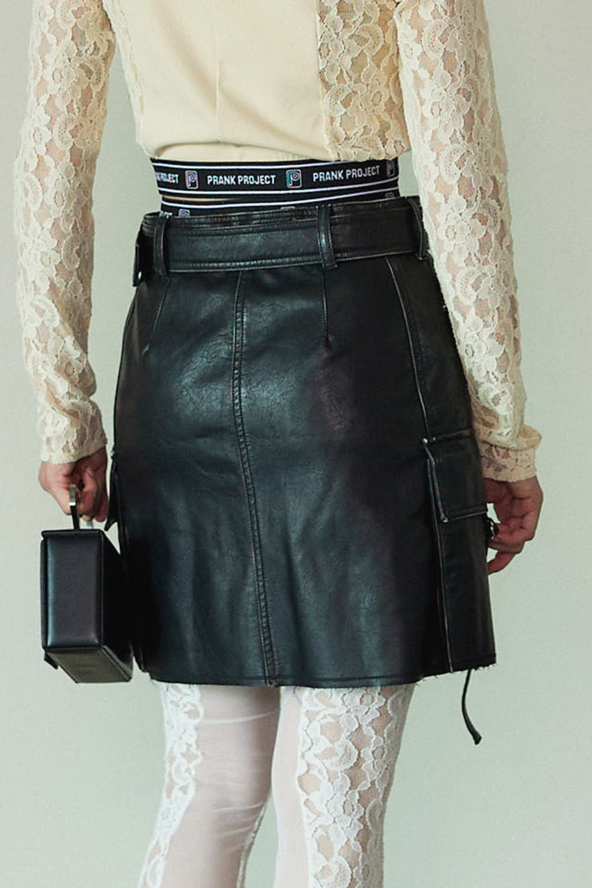 39s80専用 vintage leather ribbon mini skirt