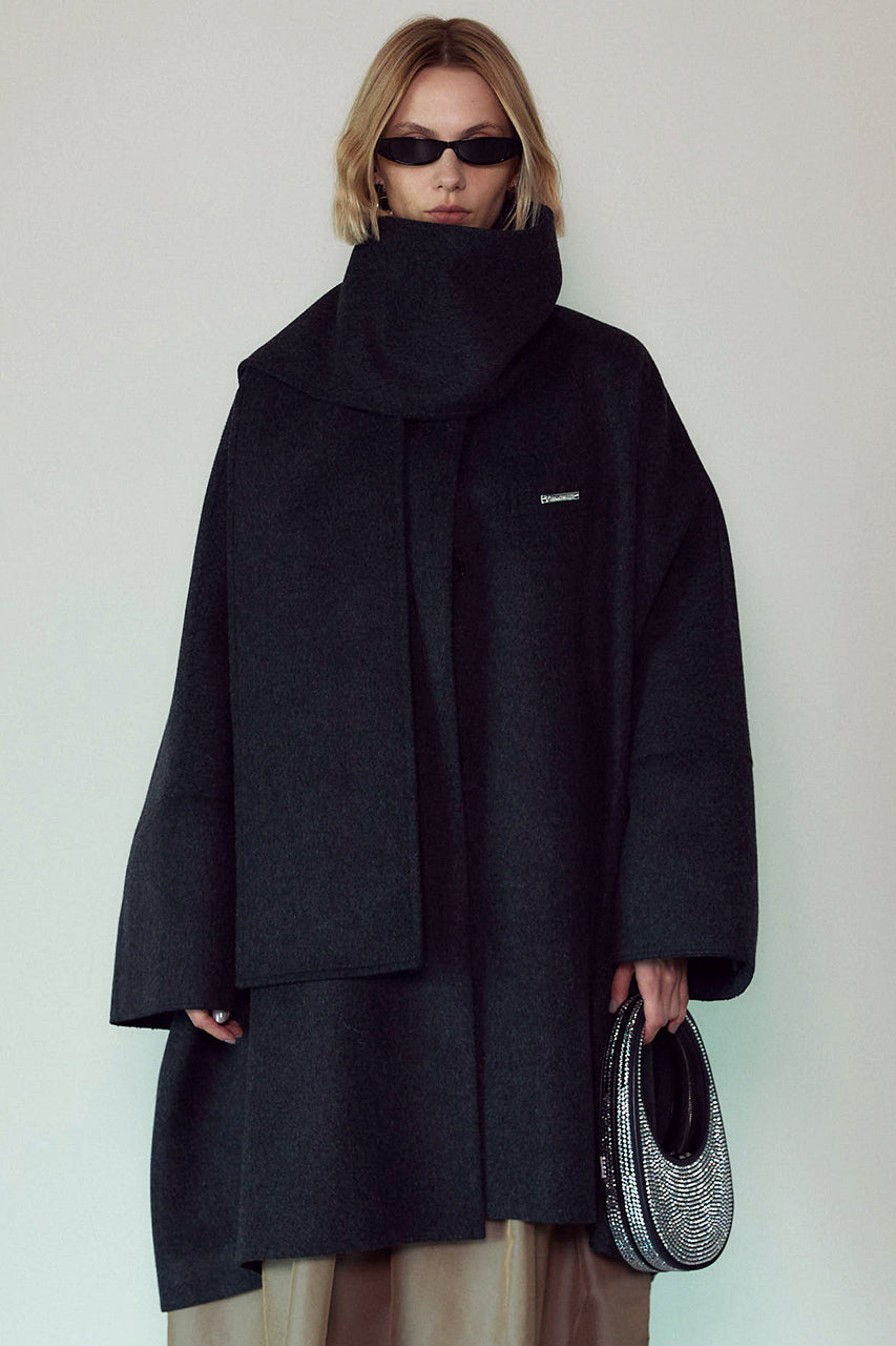 [Weboff Part number] Super 140 Wool Poncho Coat