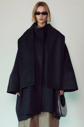 [Weboff Part number] Super 140 Wool Poncho Coat