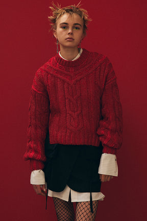 Cable Painted Knit Pullover - SALE