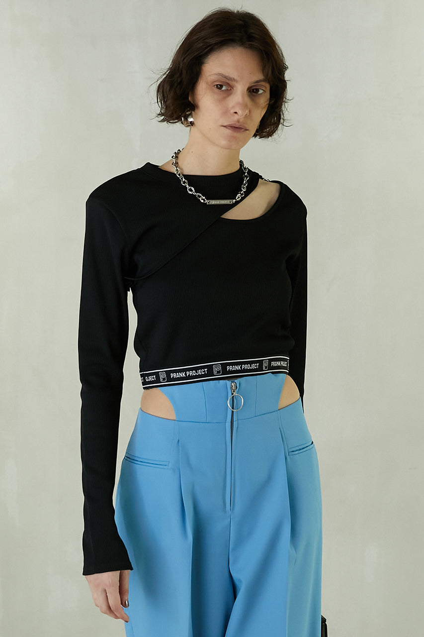 Cut-out Cropped Rib TEE