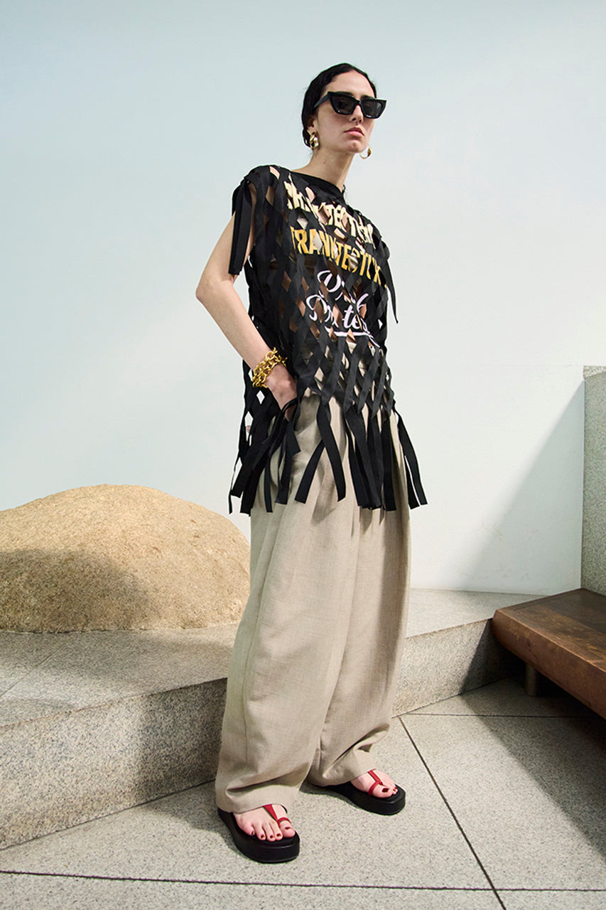 Woven Grid Random Logo Top - 2026 SPRING