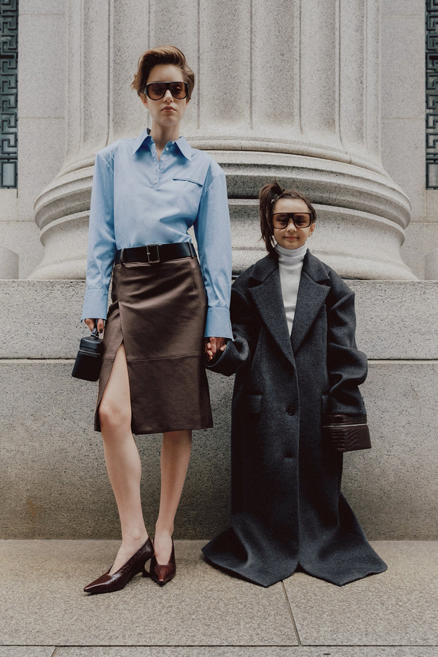 【AYUMI HAMAMOTO COLLABORATION】Sheepskin Leather Slit Skirt - PRE ORDER