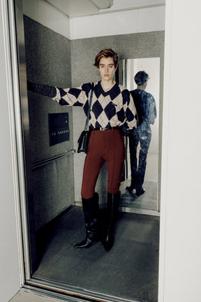Argyle Power Shoulder Knit - 2026AUTUMN