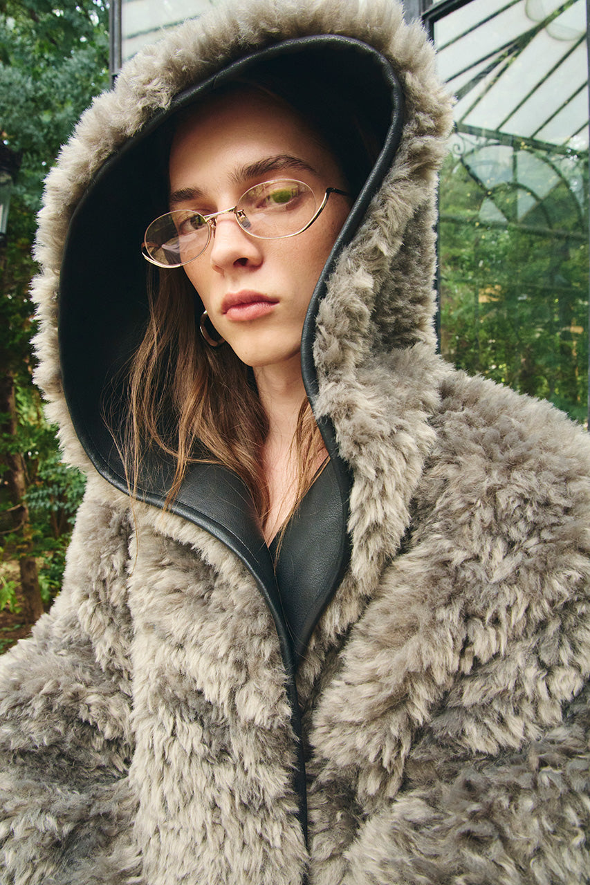 Reversible Hooded Boa Coat - 2026WINTER