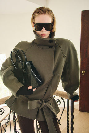 Low-Waisted High-Neck Wool Middle Coat - 2026WINTER