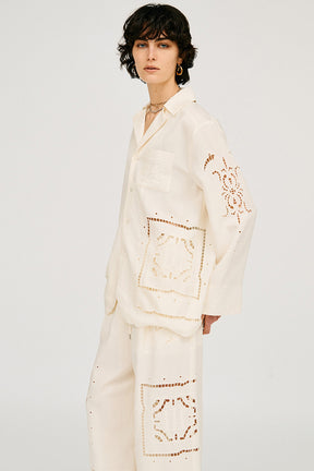 Open-Collar Embroidered Shirt - 26SUMMER