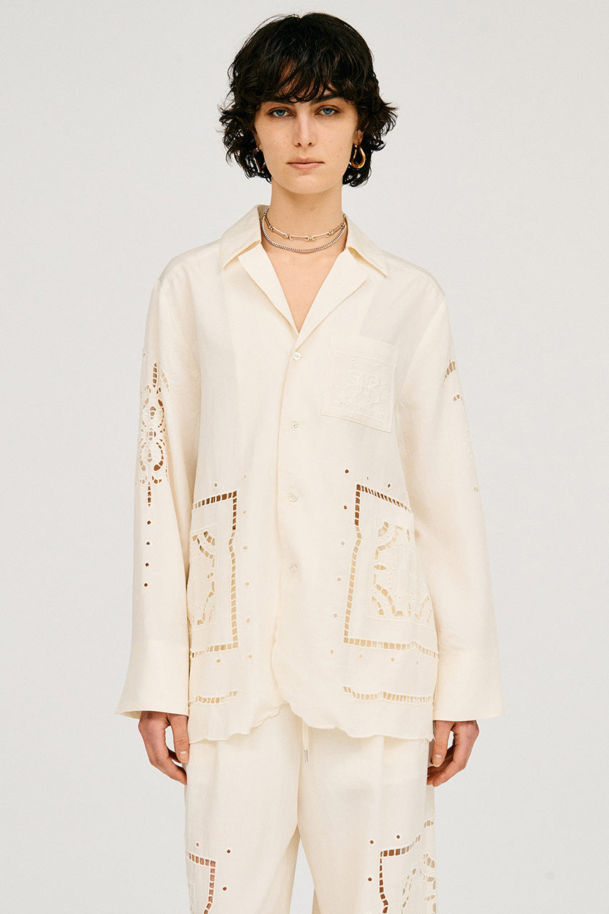 Open-Collar Embroidered Shirt - 26SUMMER