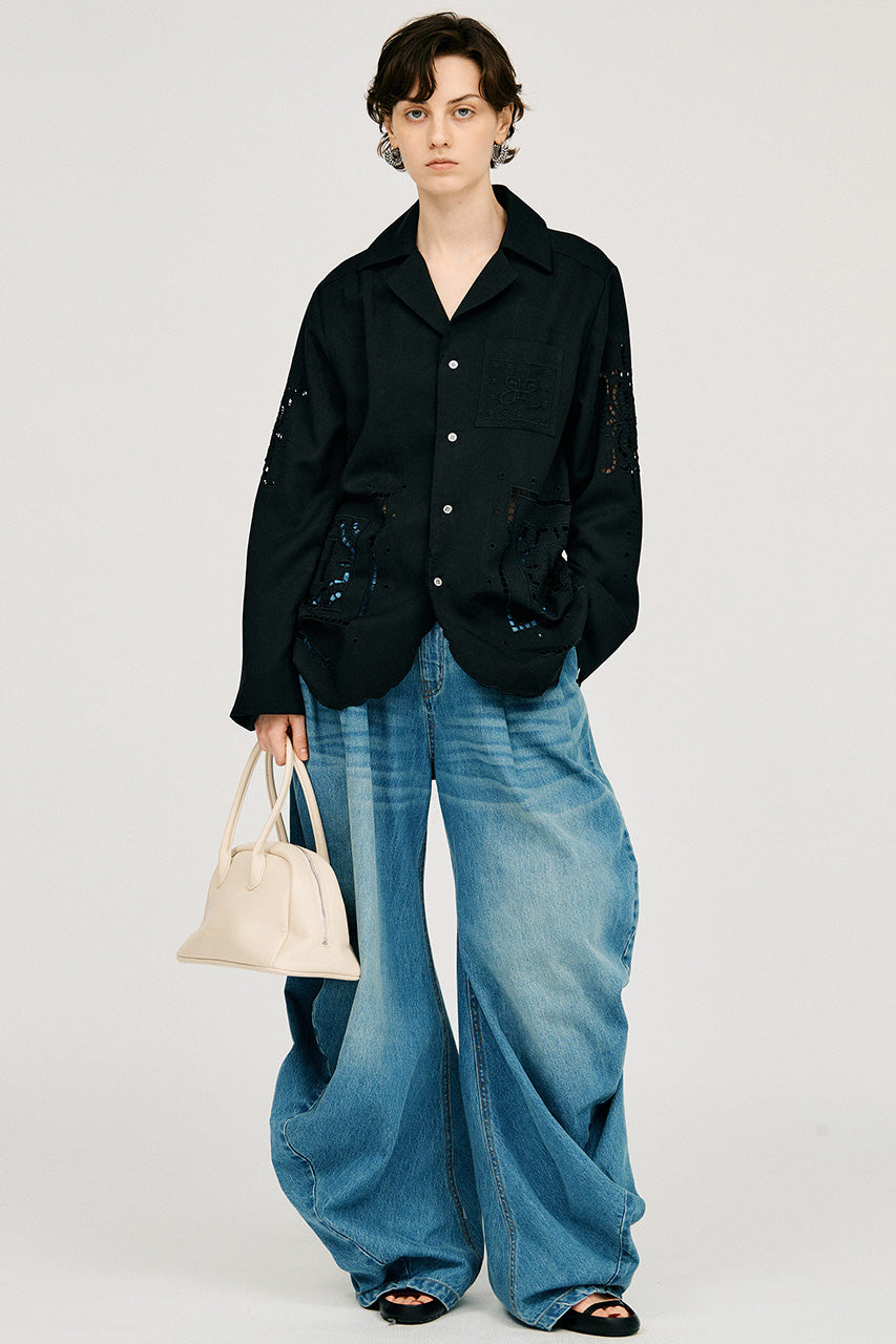 Open-Collar Embroidered Shirt - 26SUMMER