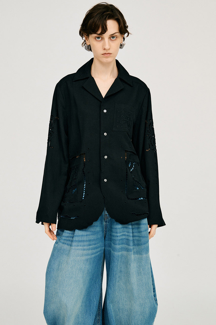 Open-Collar Embroidered Shirt - 26SUMMER