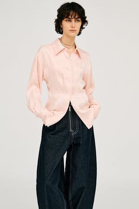 Satin Cinched Waist Shirt - 26SUMMER