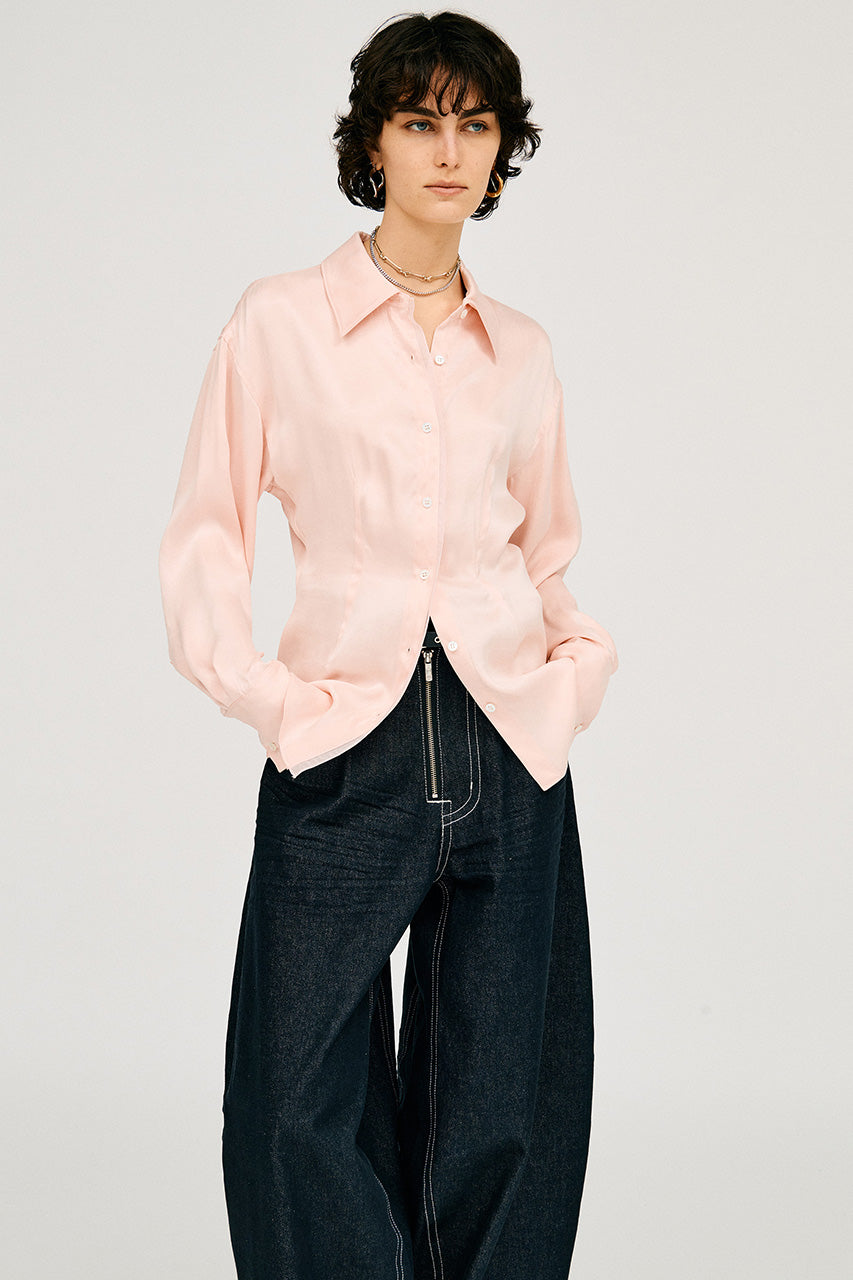 Satin Cinched Waist Shirt - 26SUMMER
