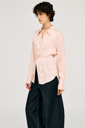 Satin Cinched Waist Shirt - 26SUMMER