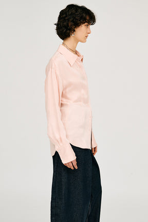 Satin Cinched Waist Shirt - 26SUMMER
