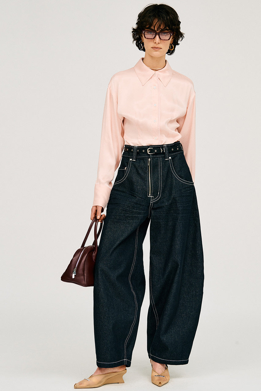 Satin Cinched Waist Shirt - 26SUMMER