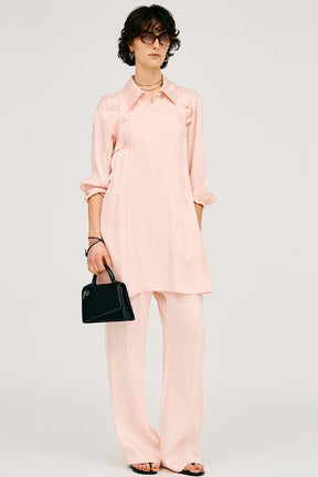 Satin Cinched Waist Shirt - 26SUMMER