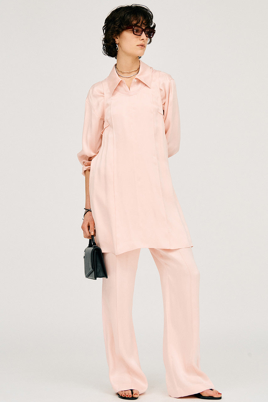 Satin Cinched Waist Shirt - 26SUMMER