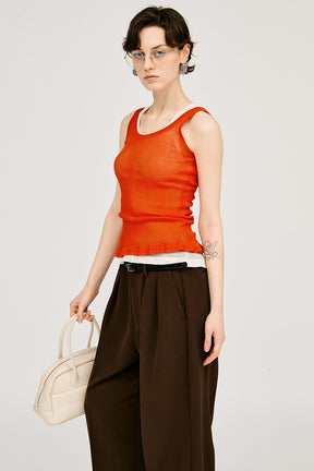 Sheer Rib Frill Hem Knit Tank - 26SUMMER