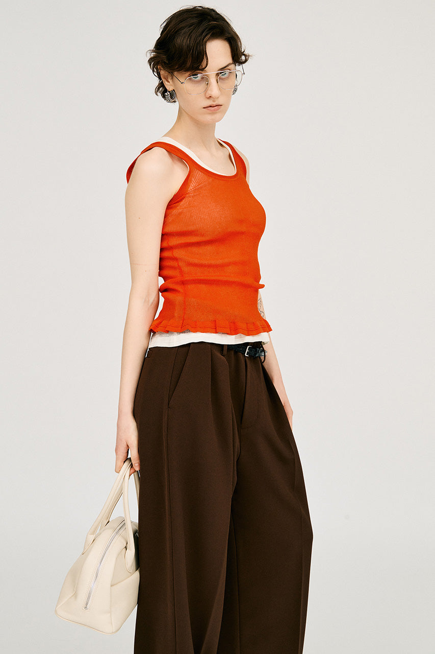 Sheer Rib Frill Hem Knit Tank - 26SUMMER