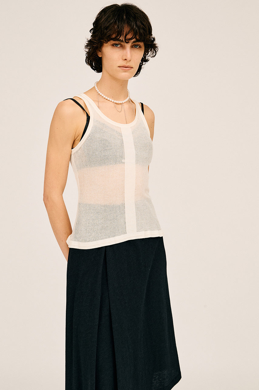 Sheer Rib Frill Hem Knit Tank - 26SUMMER