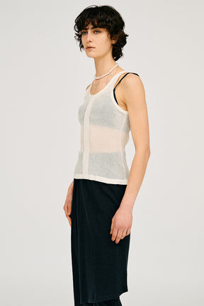 Sheer Rib Frill Hem Knit Tank - 26SUMMER