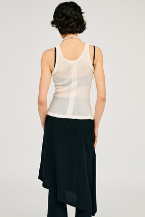 Sheer Rib Frill Hem Knit Tank - 26SUMMER