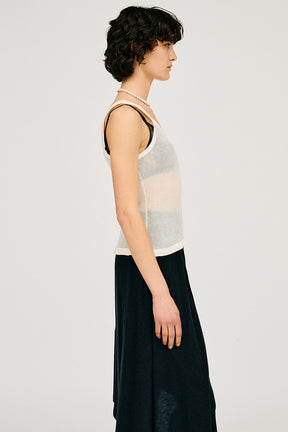 Sheer Rib Frill Hem Knit Tank - 26SUMMER