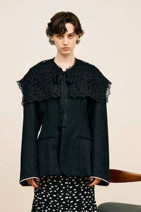 Round Shoulder No-Collar Jacket