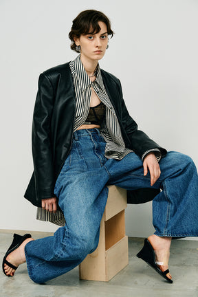 Lamb Leather No-Collar Jacket