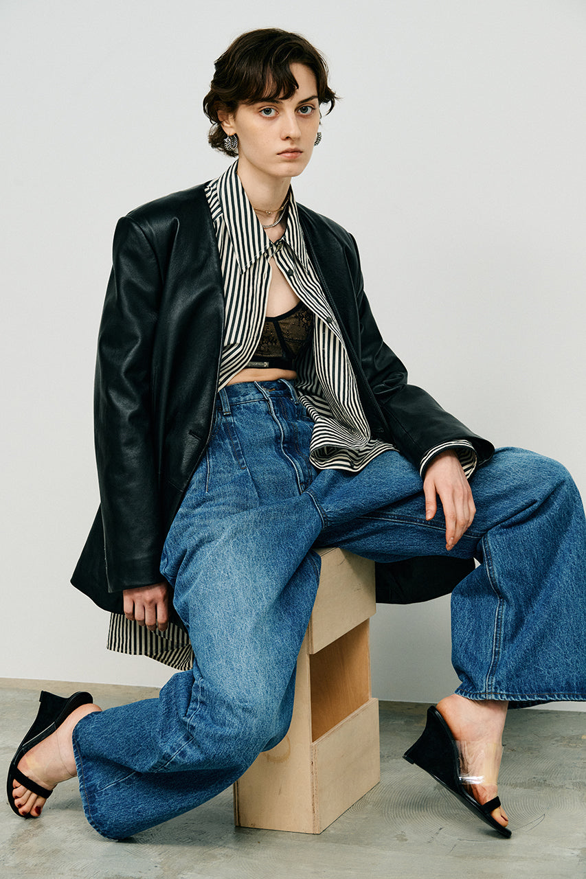 Lamb Leather No-Collar Jacket