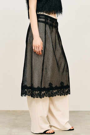 Mesh Lace Wrap Skirt - 26SUMMER