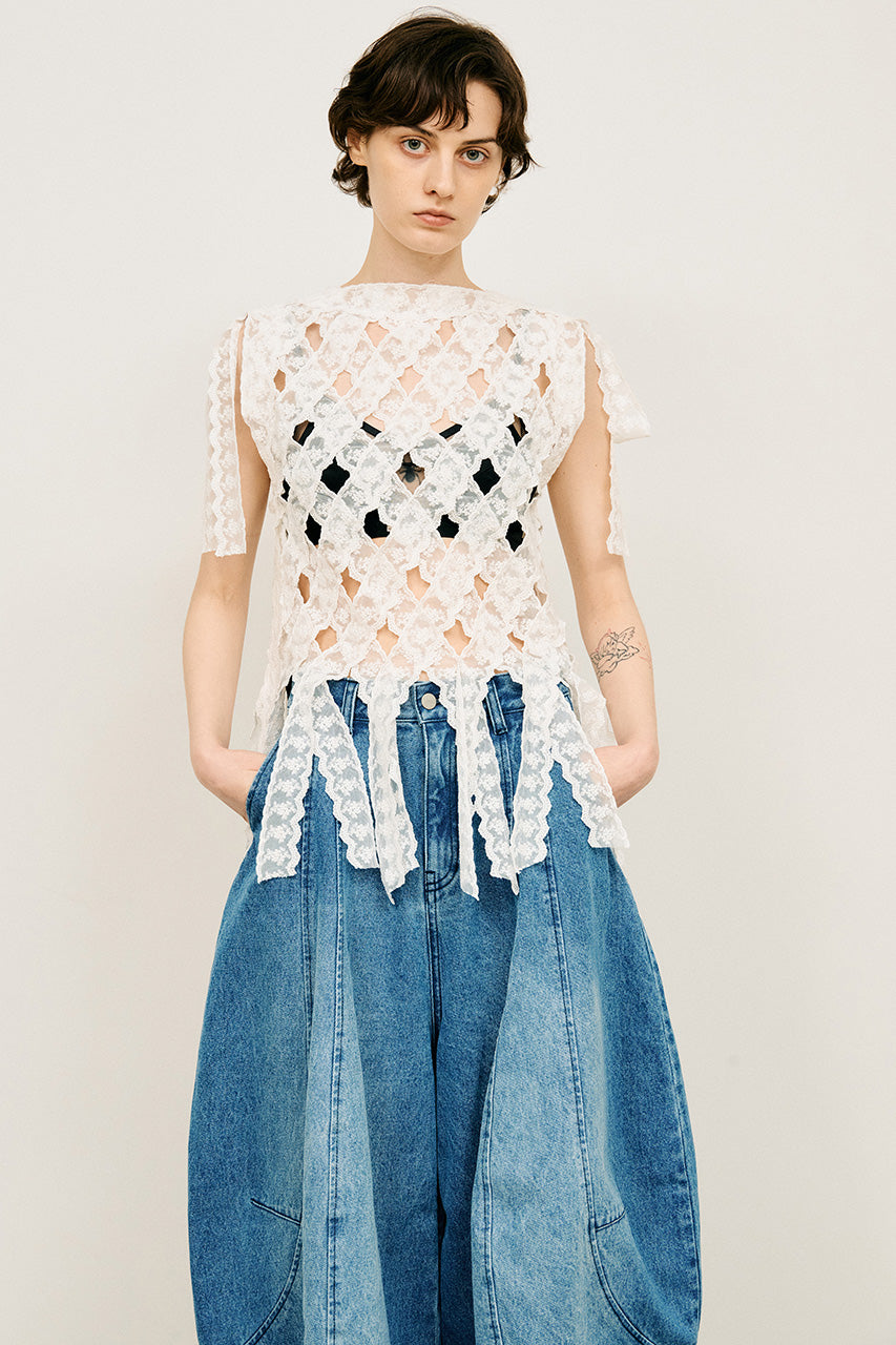 Lace Tape Cross Top