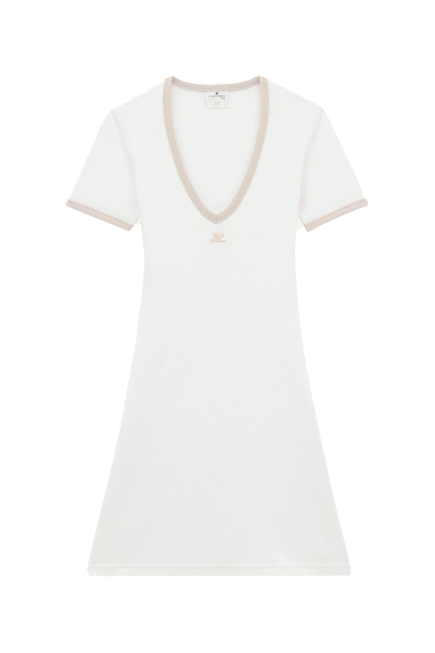 【SALE】Contrast V Neck Mini Dress