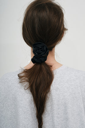 Faux Leather Rose Hair Tie