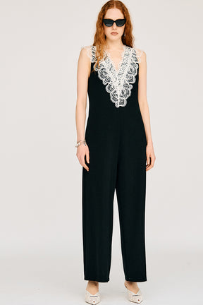 Deep V-Neck Lace All-In-One - 26SUMMER