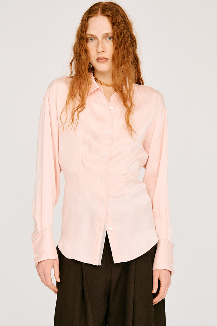 Satin Cinched Waist Shirt