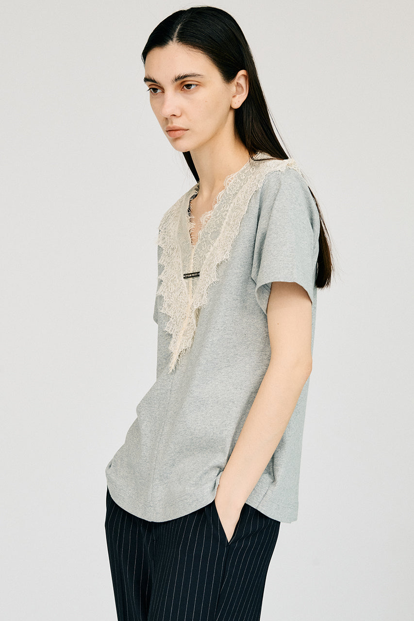 V-Neck Lace T-Shirt - 26SUMMER 2nd
