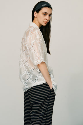 Cross-Lace Open-Neck Shirt - 26SUMMER 2nd