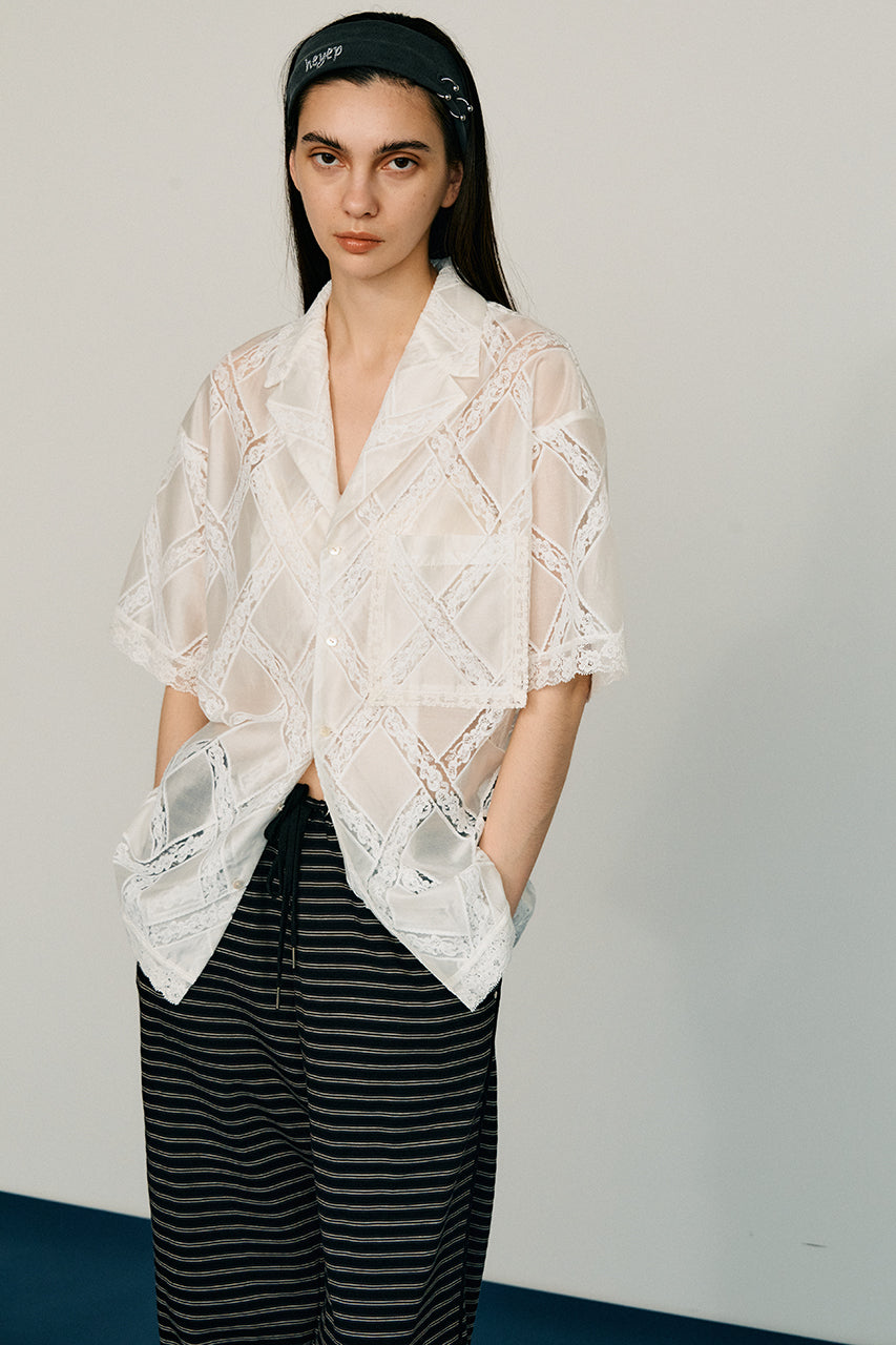 Cross-Lace Open-Neck Shirt - 26SUMMER 2nd