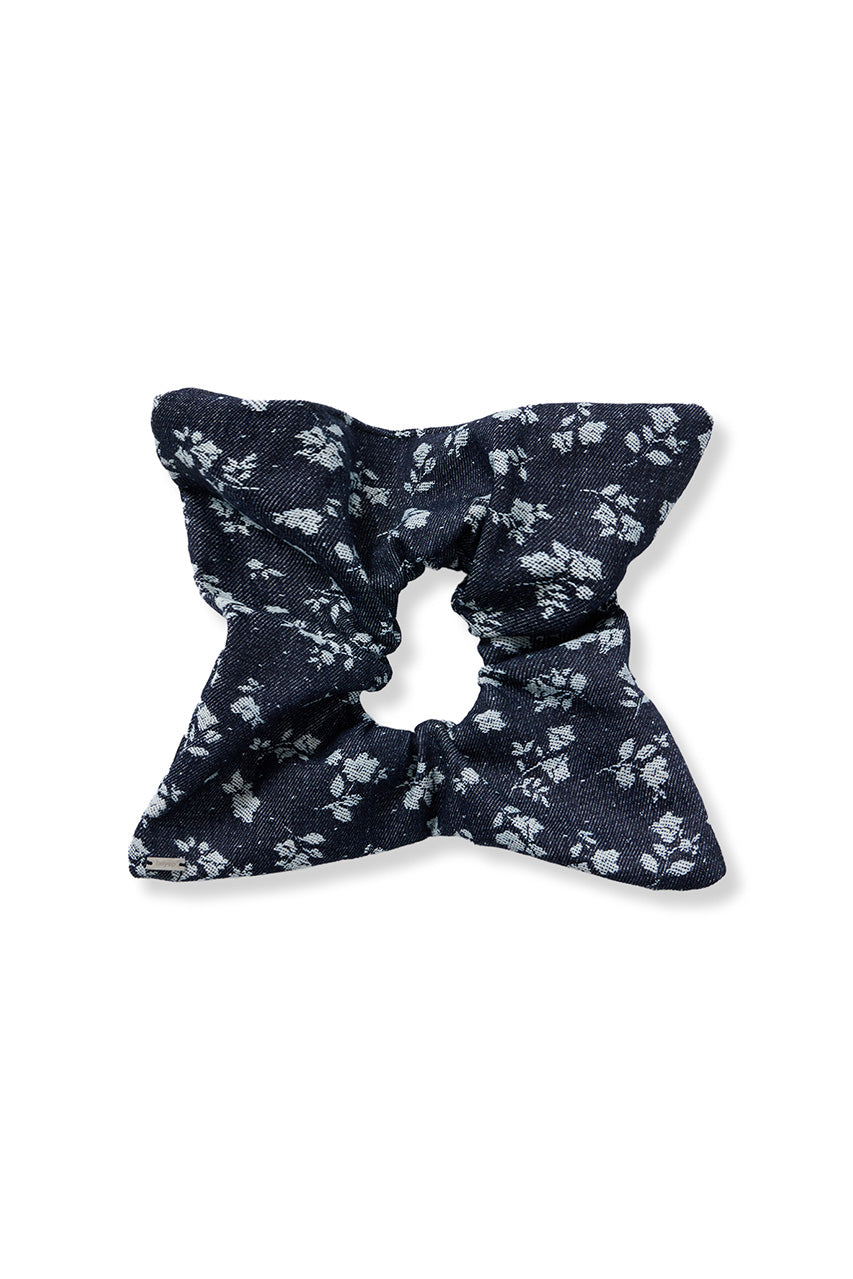 Floral Denim Square Scrunchie