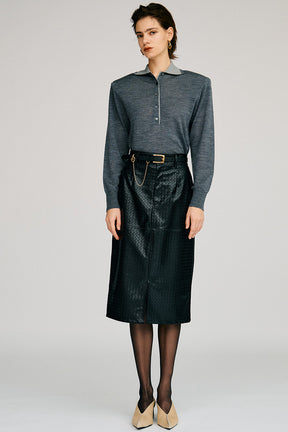Belt Combination Faux Leather Skirt - 2026AUTUMN