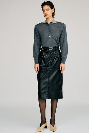 Belt Combination Faux Leather Skirt - 2026AUTUMN