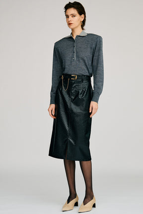 Belt Combination Faux Leather Skirt - 2026AUTUMN