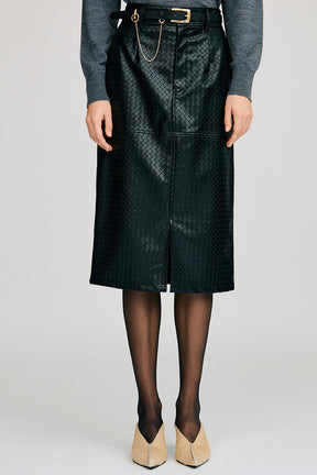 Belt Combination Faux Leather Skirt - 2026AUTUMN