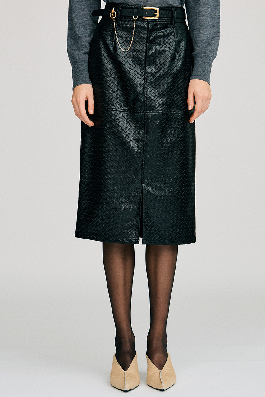 Belt Combination Faux Leather Skirt - 2026AUTUMN