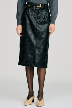 Belt Combination Faux Leather Skirt - 2026AUTUMN