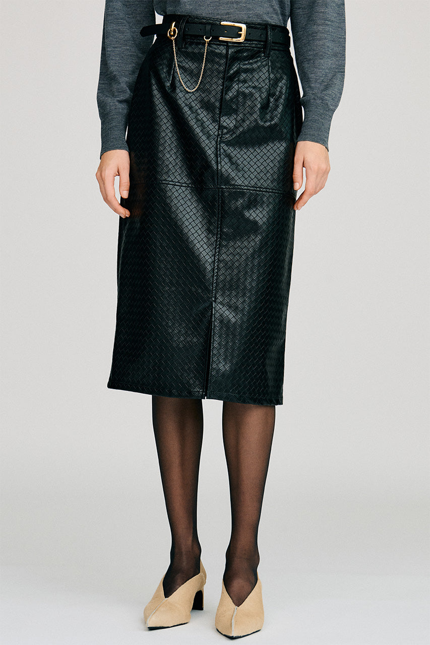 Belt Combination Faux Leather Skirt - 2026AUTUMN